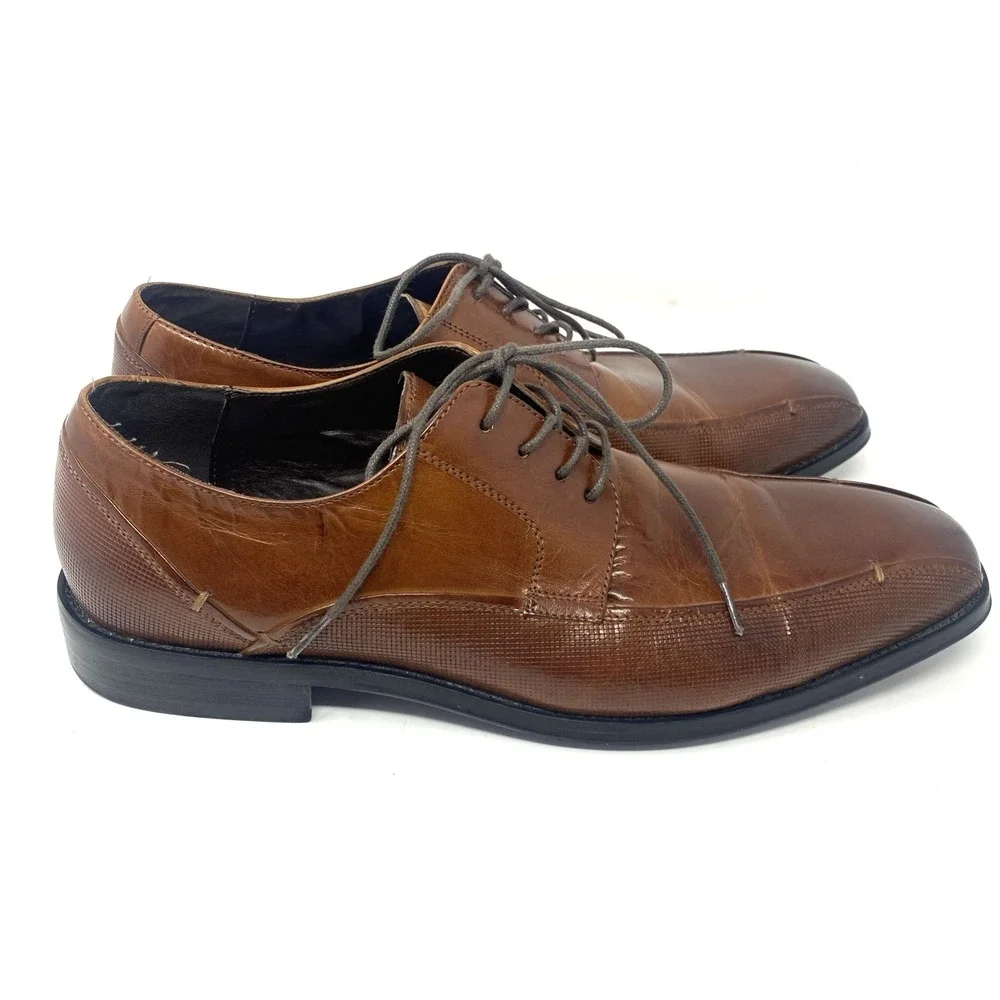 Kenneth Cole Reaction Men Shoes Sz 10 Oxford Witter Lace‎ Up Brown Leather Dress
